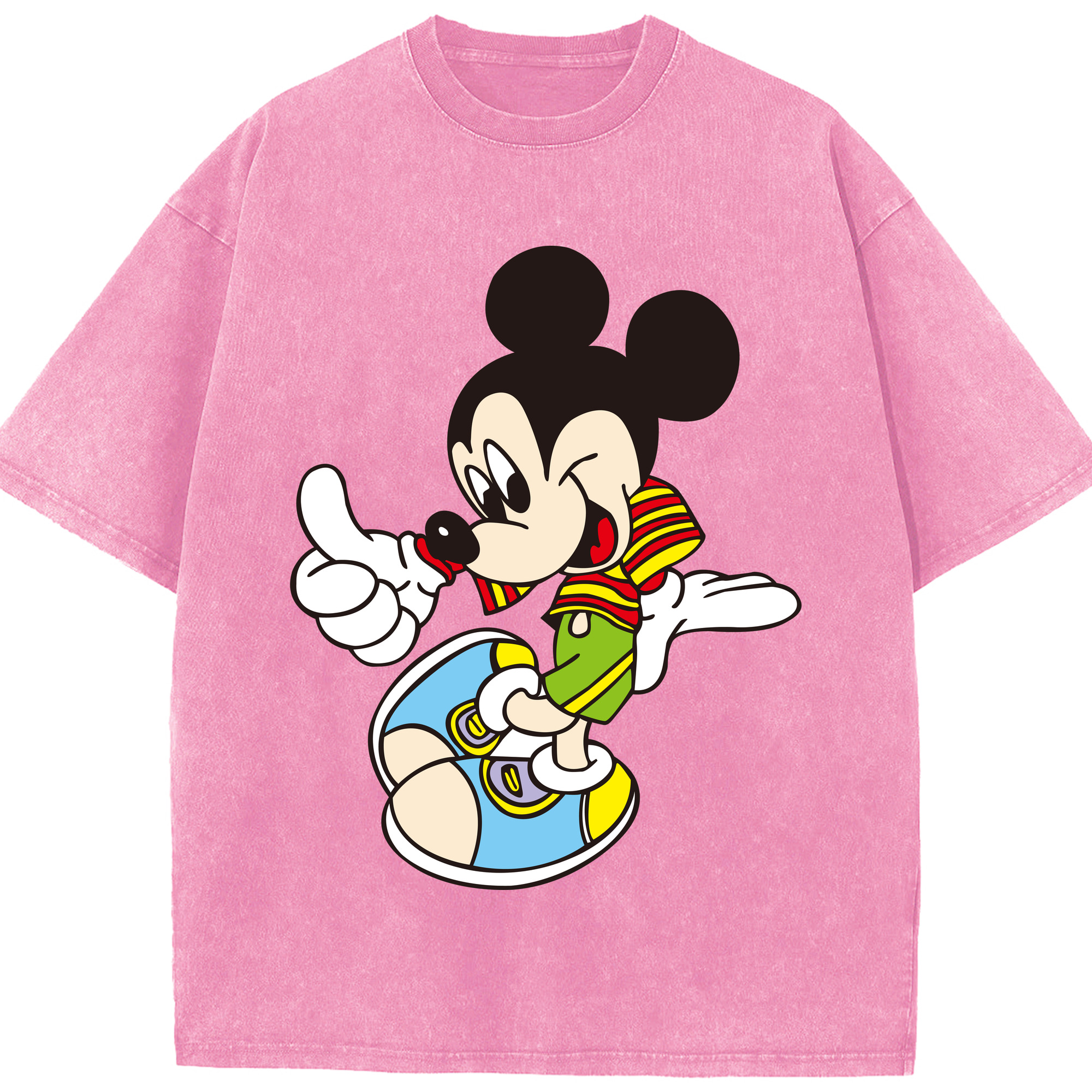（画像用） ミッキーマウス Mickey Mouse 綿100% ヴィンテージ風 半袖Tシャツ（フロントプリント）